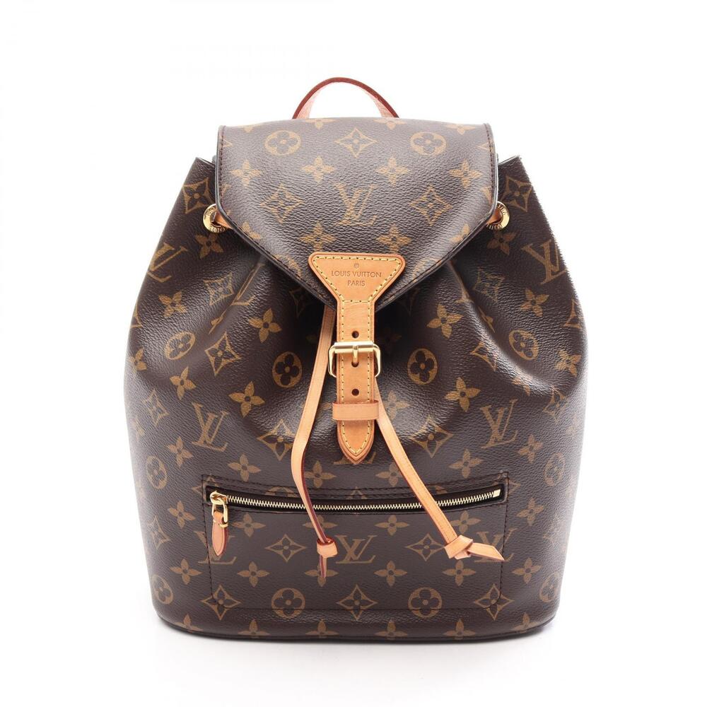 Louis Vuitton Montsouris Monogram Backpack Bag Canvas Leather Brown
